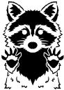 Schablone Waschbär hinter Glasscheibe DIN A 4
